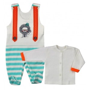 2-dielna štýlová bavlnená súpravička Koala Alex, oranžovo-tyrkysová